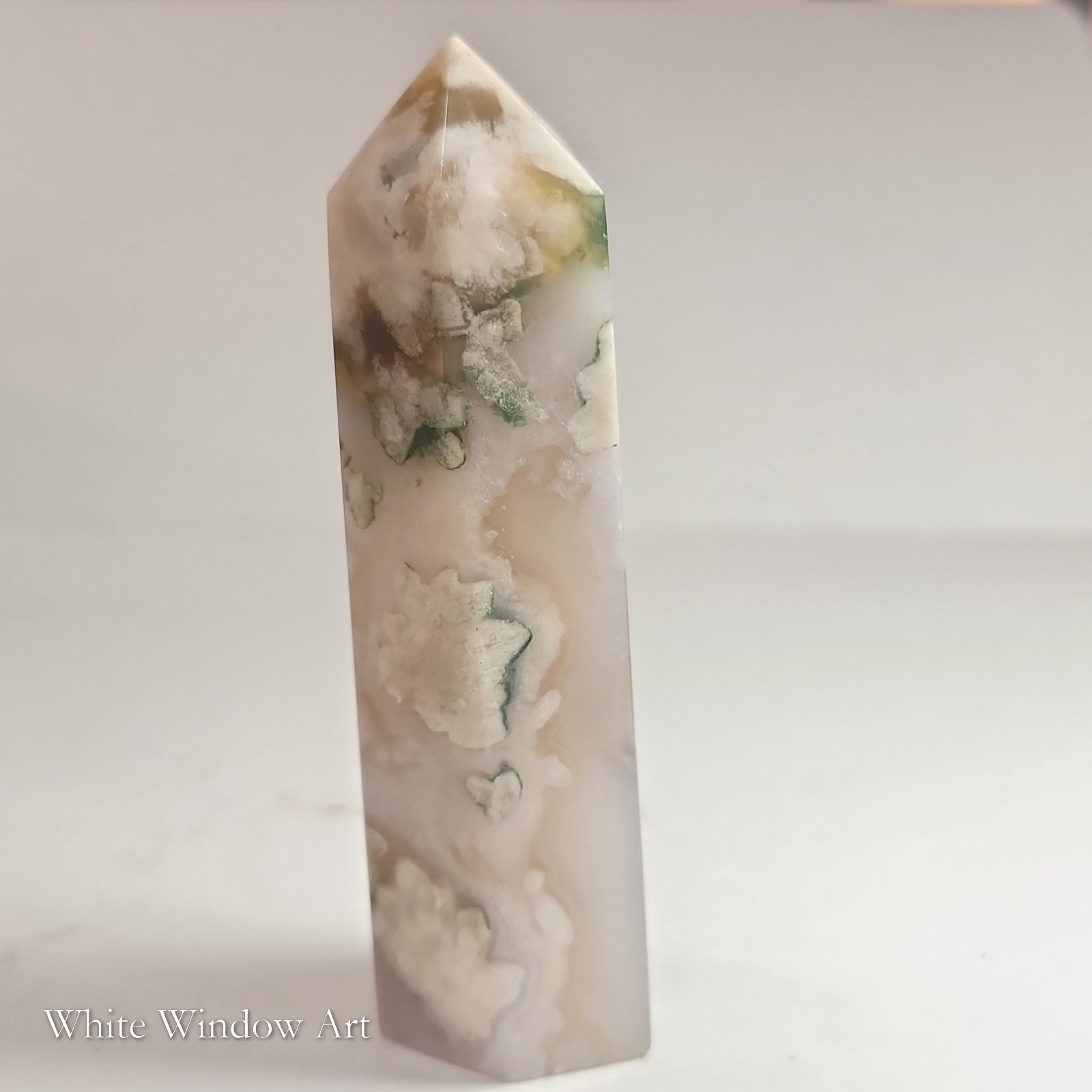 מגדל אגת פרחים עם נימים ירוקים Flower Agate – תמונה 2