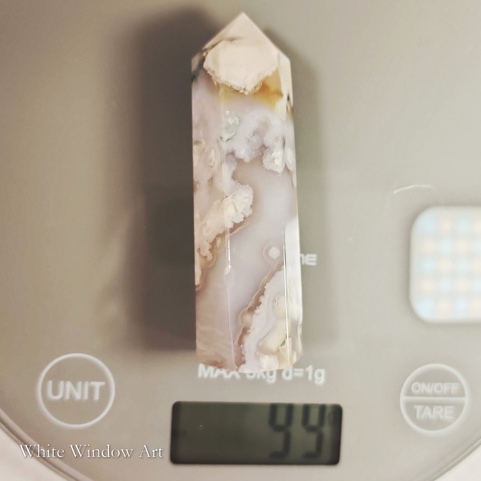 מגדל אגת פרחים עם נימים ירוקים Flower Agate – תמונה 3