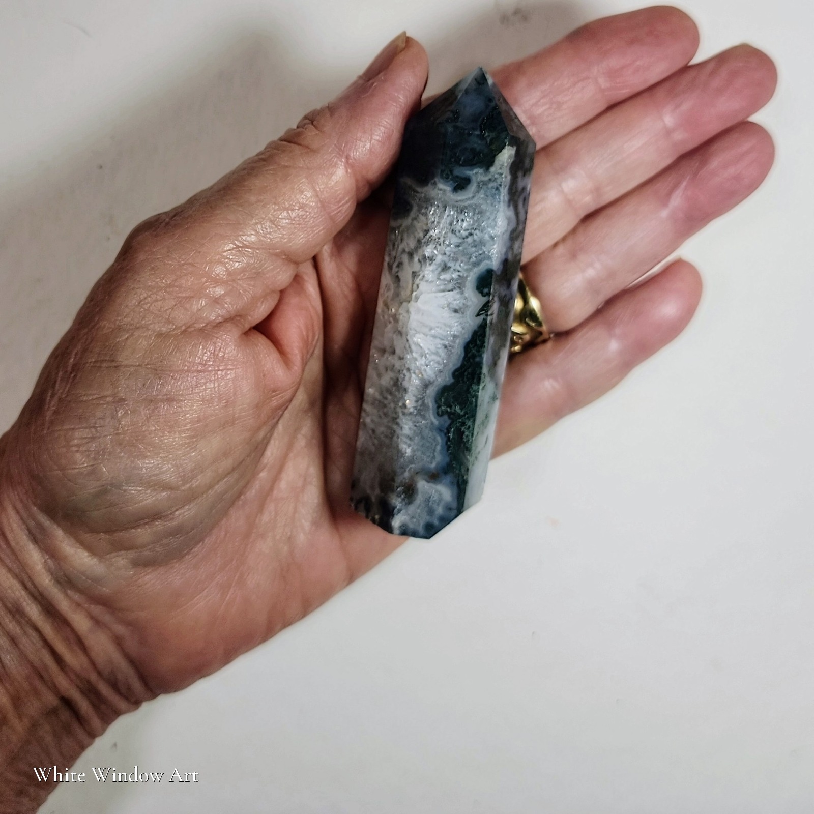 מגדל אגת טחב Moss Agate מלוטש