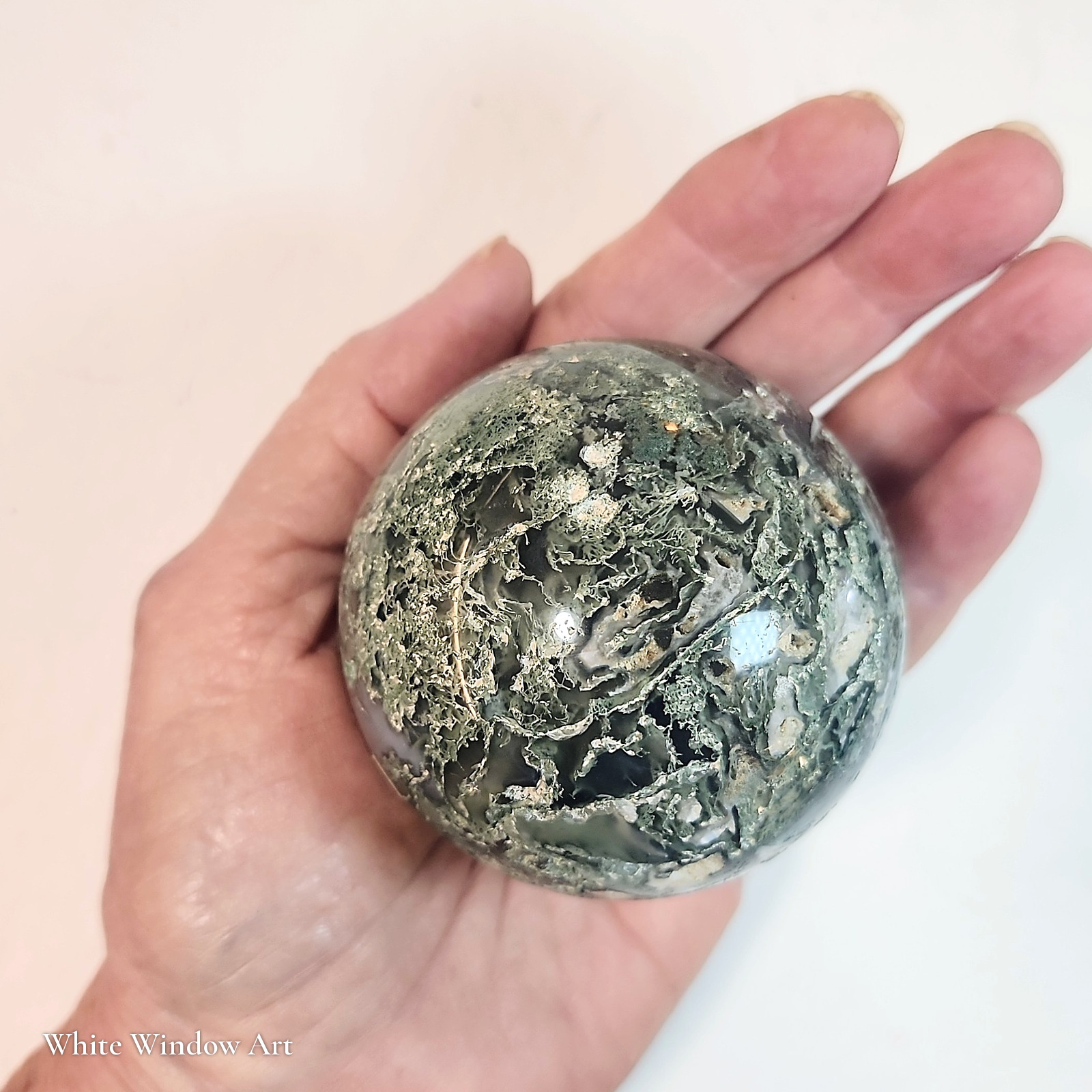 ספירת אגת טחב Moss Agate מלוטשת