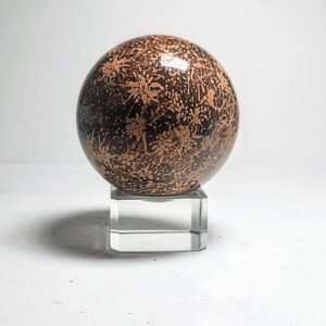 כדור Firework Jasper מלוטש, חום-שוקולד עם דוגמת זיקוקים, 5.7 ס"מ